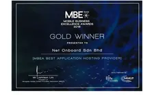 MBEA 2018 Gold Winner certificate, Best Application Hosting Provider